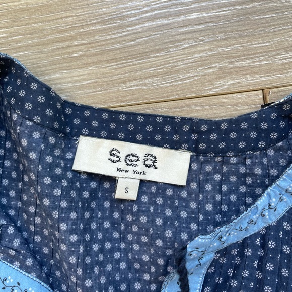 Sea New York Palmer Tunic Dress Sz S EUC Blue Long Sleeve 100% Cotton - Picture 9 of 15